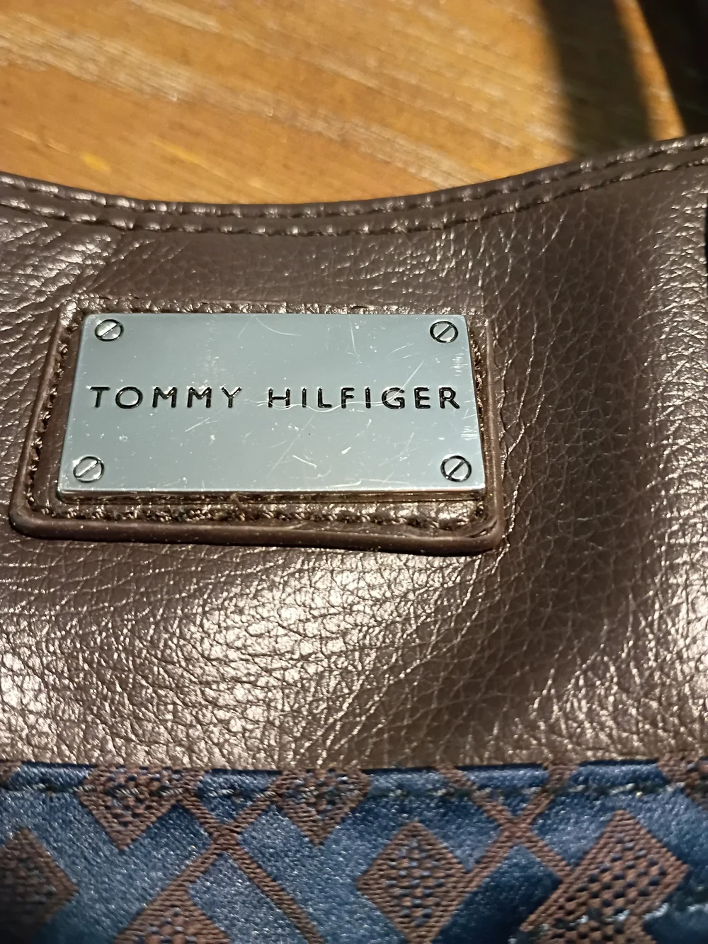 Tommy Hilfiger Navy and Black Patterned Tote